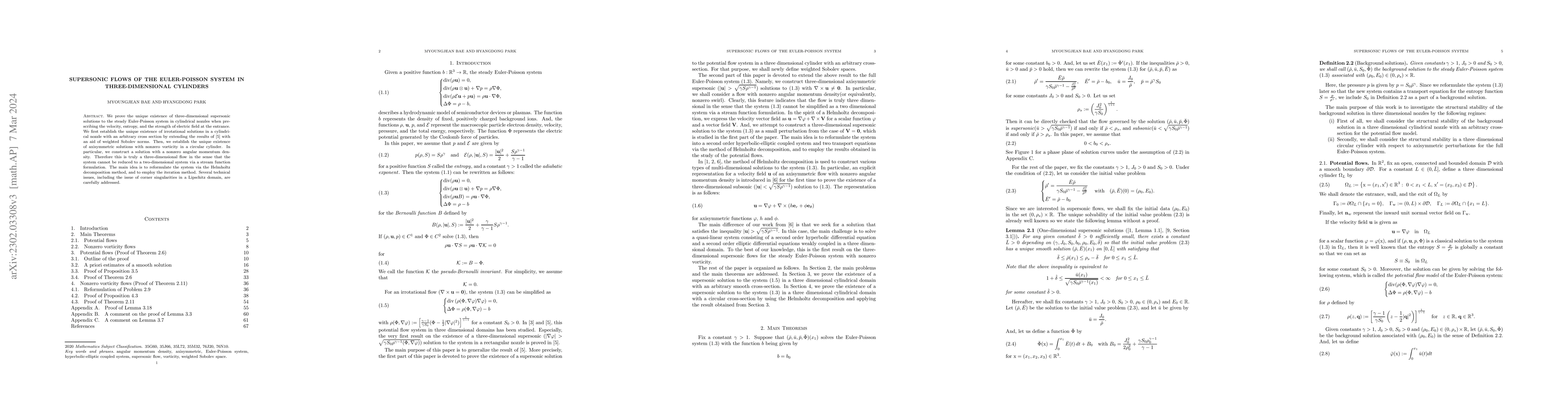 Thumbnail for Supersonic flows of the Euler-Poisson system in three-dimensional
  cylinders