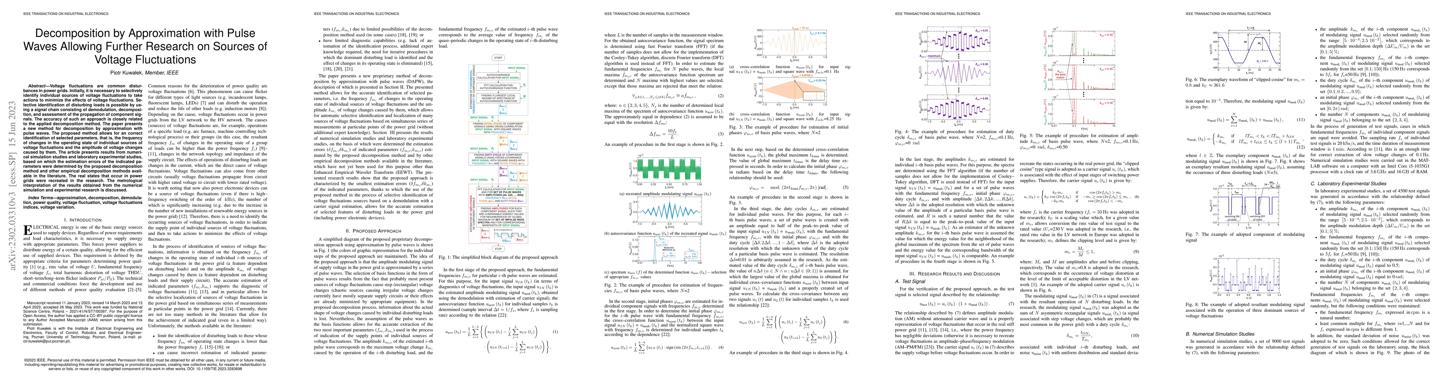 Thumbnail for Decomposition by Approximation with Pulse Waves Allowing Further
  Research on Sources of Voltage Fluctuations