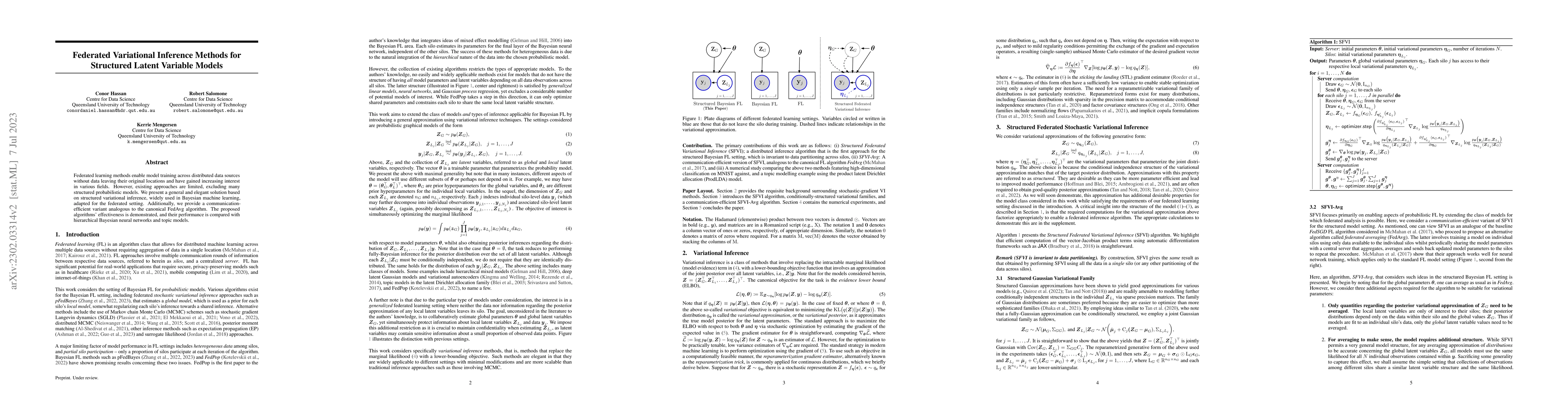 Thumbnail for Federated Variational Inference Methods for Structured Latent Variable
  Models