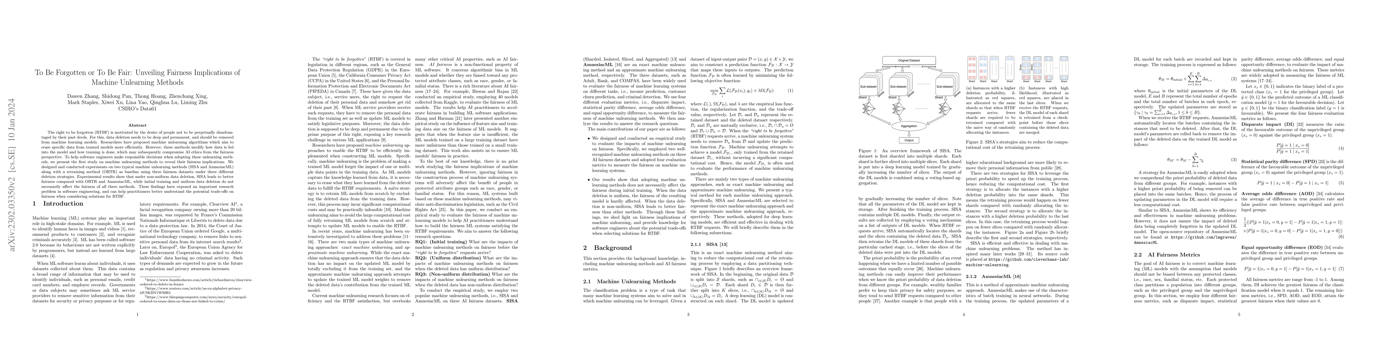 Thumbnail for To Be Forgotten or To Be Fair: Unveiling Fairness Implications of
  Machine Unlearning Methods