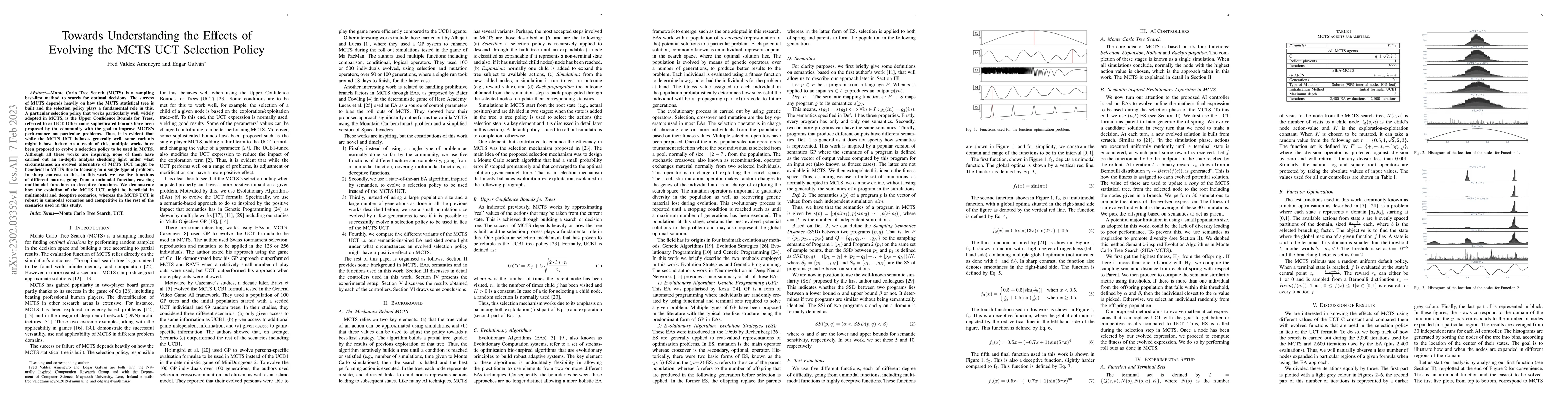 Thumbnail for Towards Understanding the Effects of Evolving the MCTS UCT Selection
  Policy