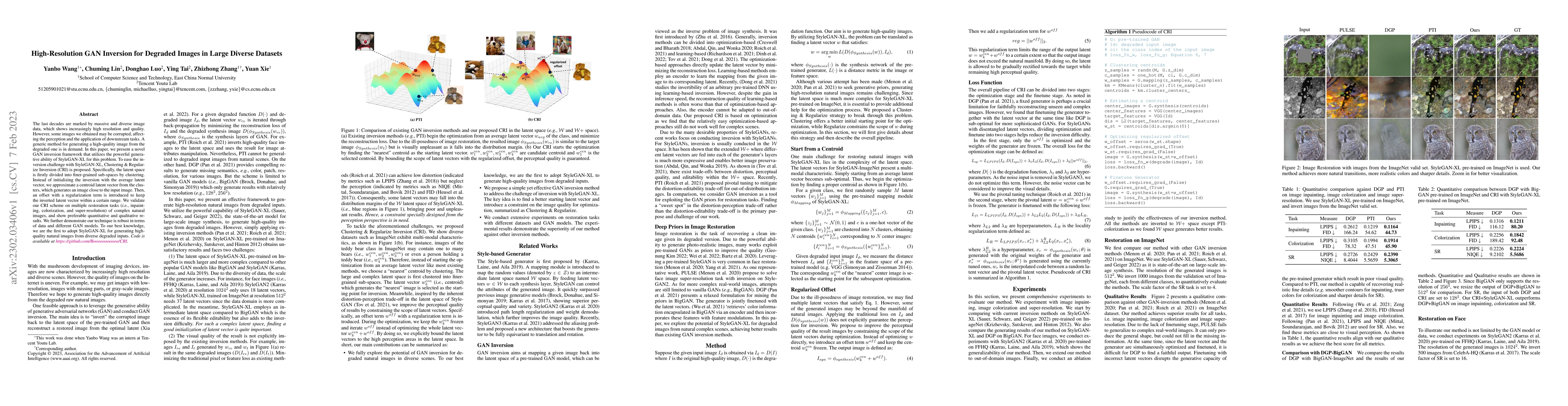 Thumbnail for High-Resolution GAN Inversion for Degraded Images in Large Diverse
  Datasets