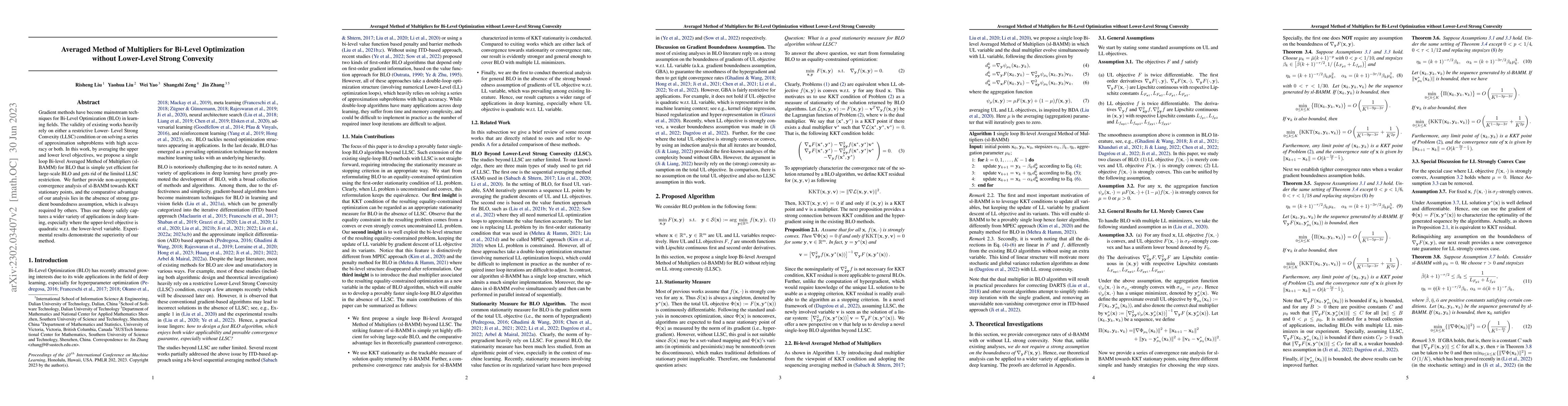 Thumbnail for Averaged Method of Multipliers for Bi-Level Optimization without
  Lower-Level Strong Convexity