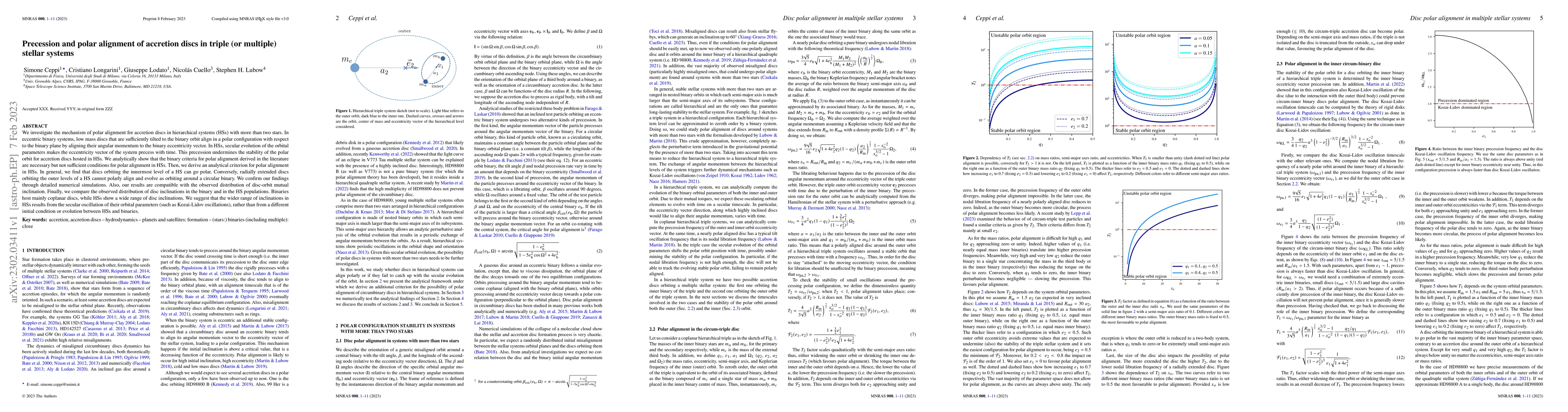 Thumbnail for Precession and polar alignment of accretion discs in triple (or
  multiple) stellar systems