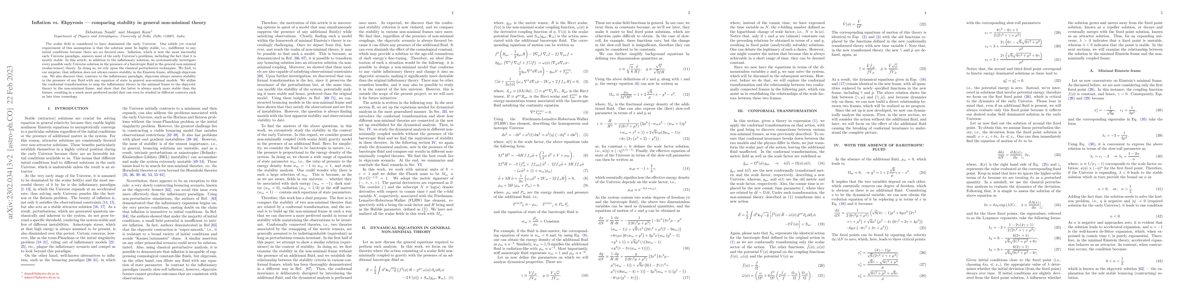 Thumbnail for Inflation vs. Ekpyrosis -- comparing stability in general non-minimal
  theory