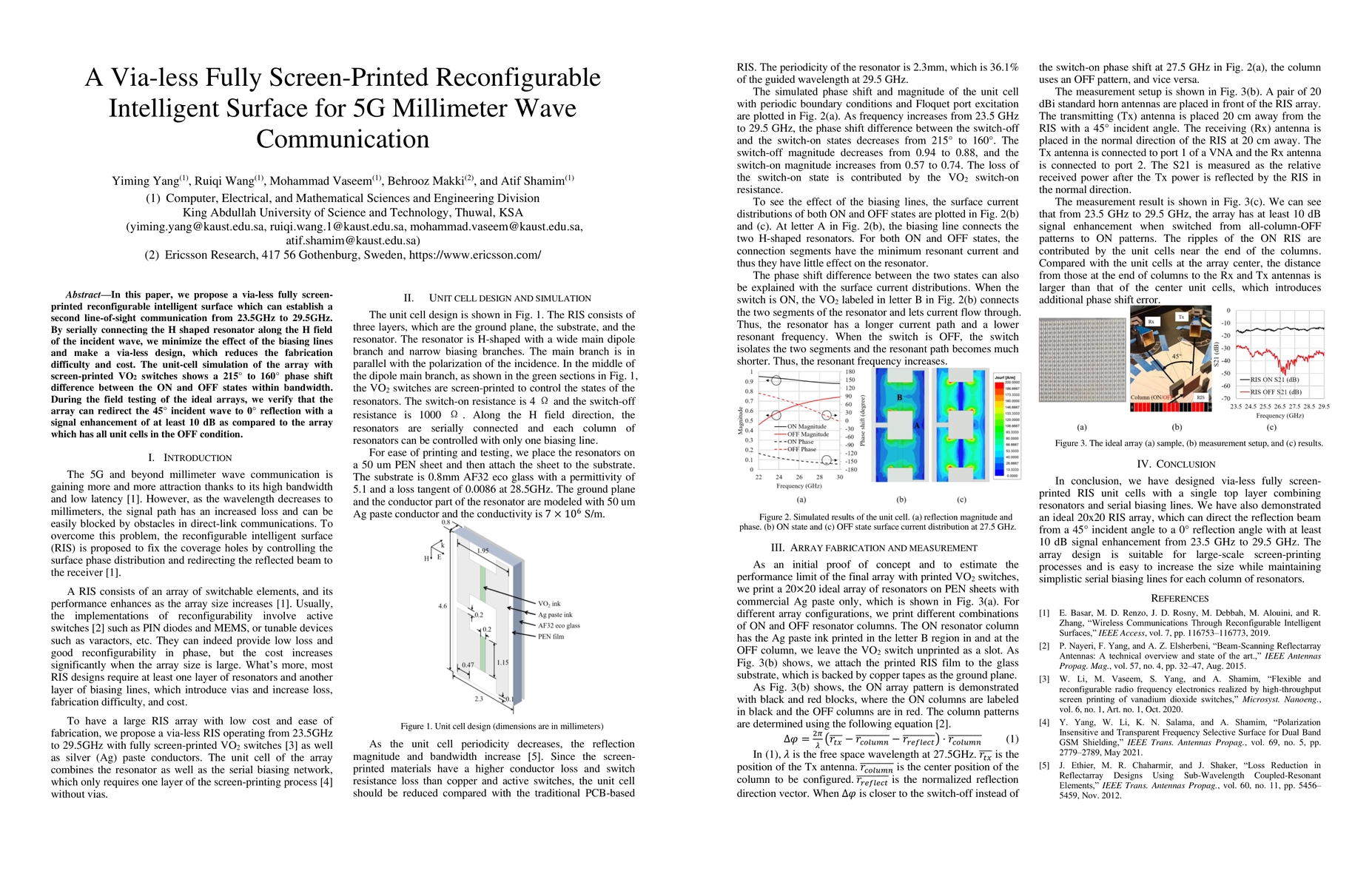 Thumbnail for A Via-less Fully Screen-Printed Reconfigurable Intelligent Surface for
  5G Millimeter Wave Communication