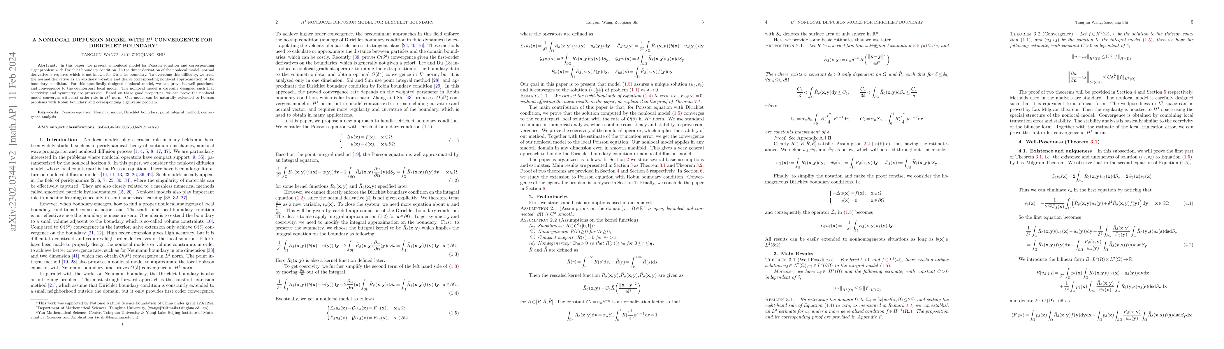 Thumbnail for A Nonlocal diffusion model with $H^1$ convergence for Dirichlet Boundary