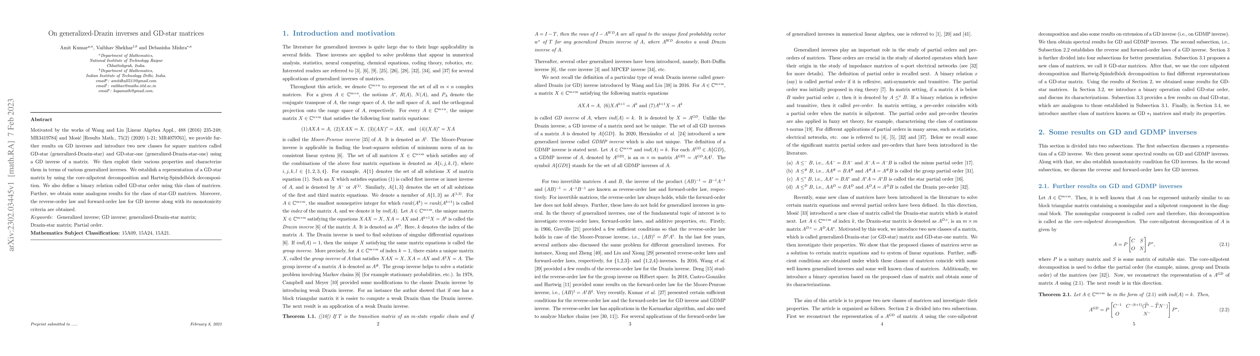 Thumbnail for On generalized-Drazin inverses and GD-star matrices