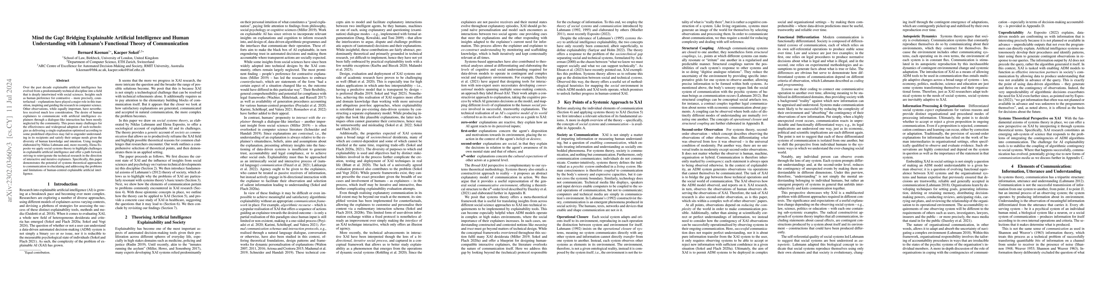 Thumbnail for Mind the Gap! Bridging Explainable Artificial Intelligence and Human
  Understanding with Luhmann's Functional Theory of Communication