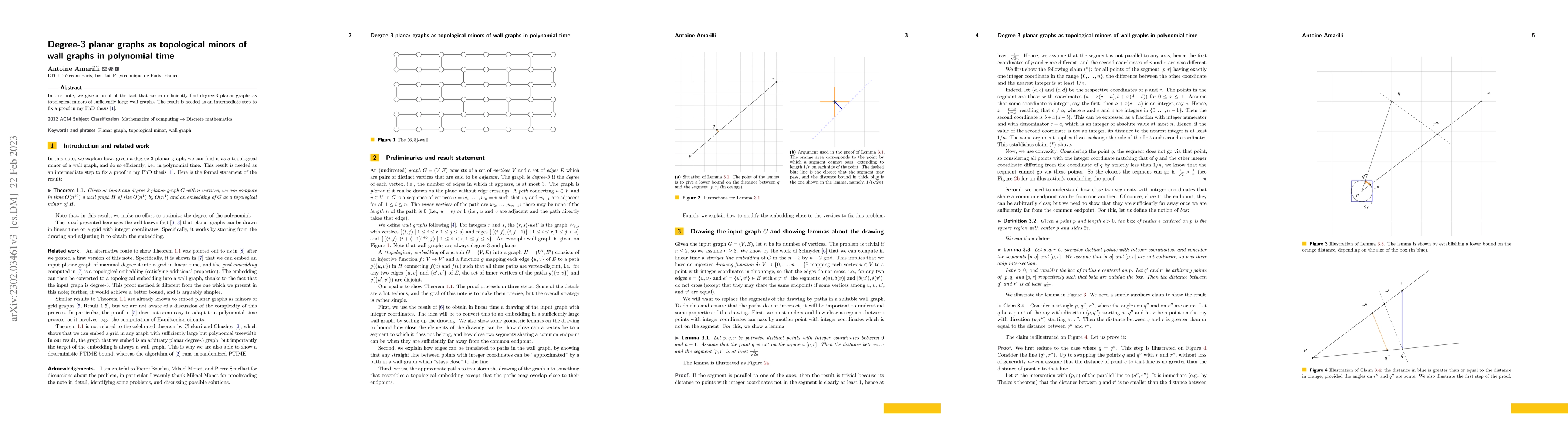 Thumbnail for Degree-3 Planar Graphs as Topological Minors of Wall Graphs in
  Polynomial Time