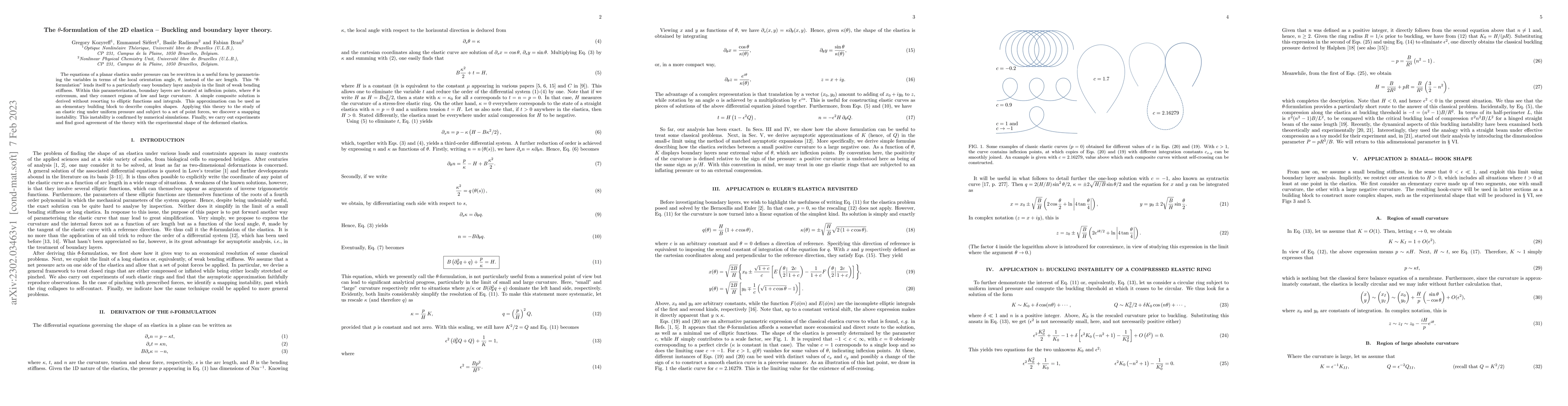 Thumbnail for The \theta-formulation of the 2D elastica -- Buckling and boundary layer
  theory