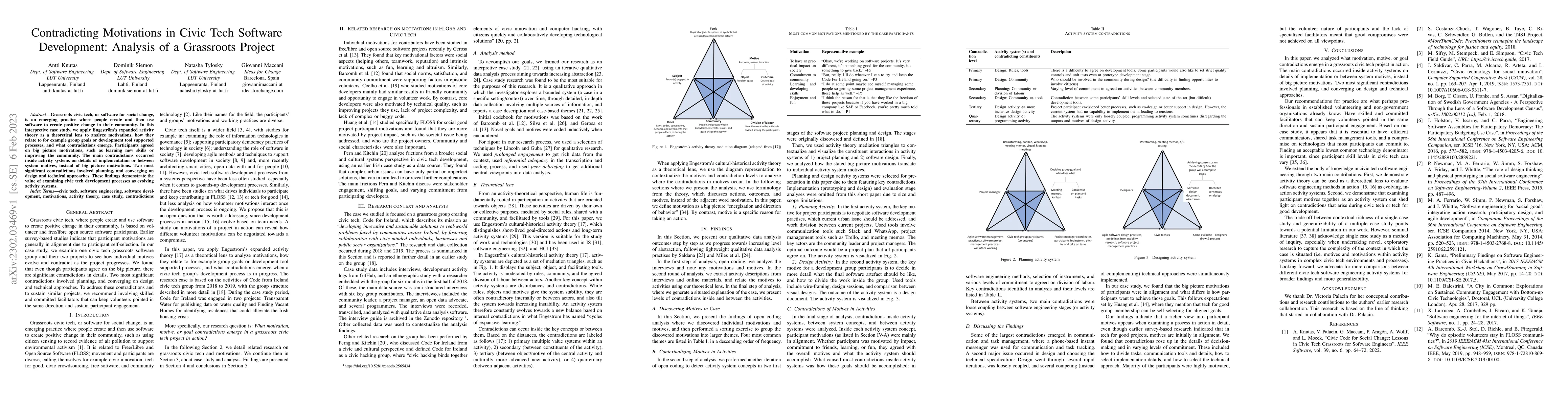 Thumbnail for Contradicting Motivations in Civic Tech Software Development: Analysis
  of a Grassroots Project