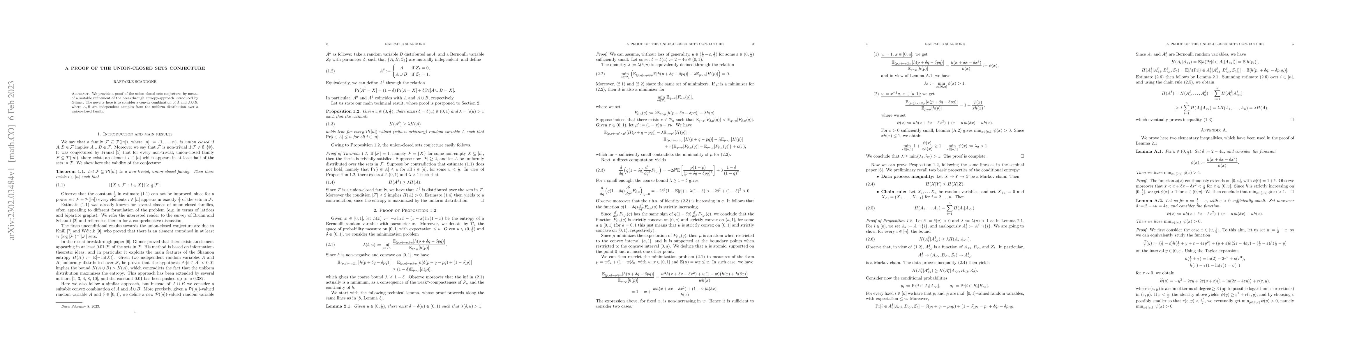 Thumbnail for A proof of the union-closed sets conjecture