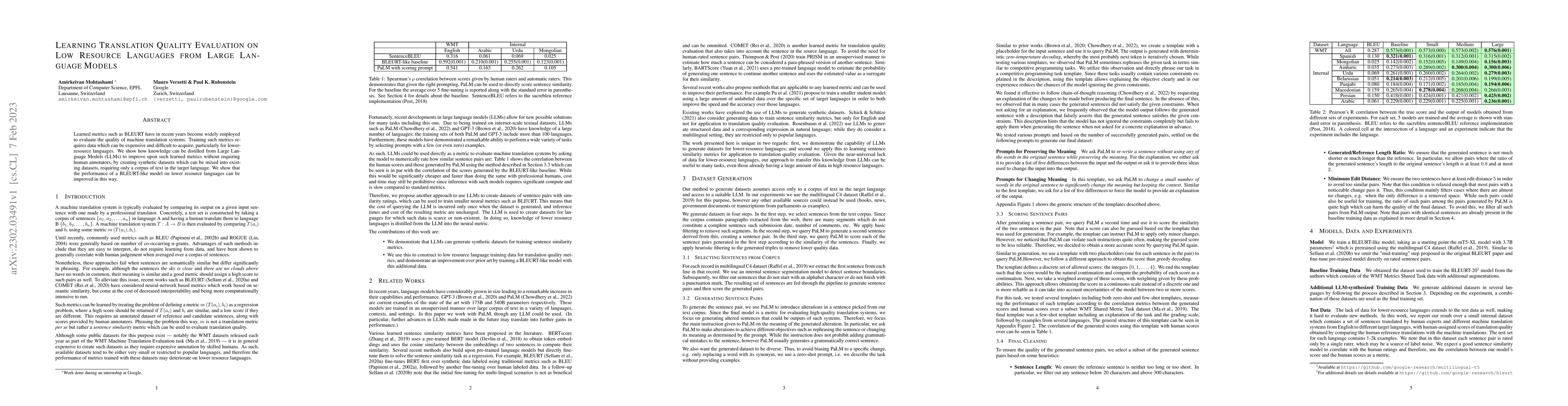 Thumbnail for Learning Translation Quality Evaluation on Low Resource Languages from
  Large Language Models
