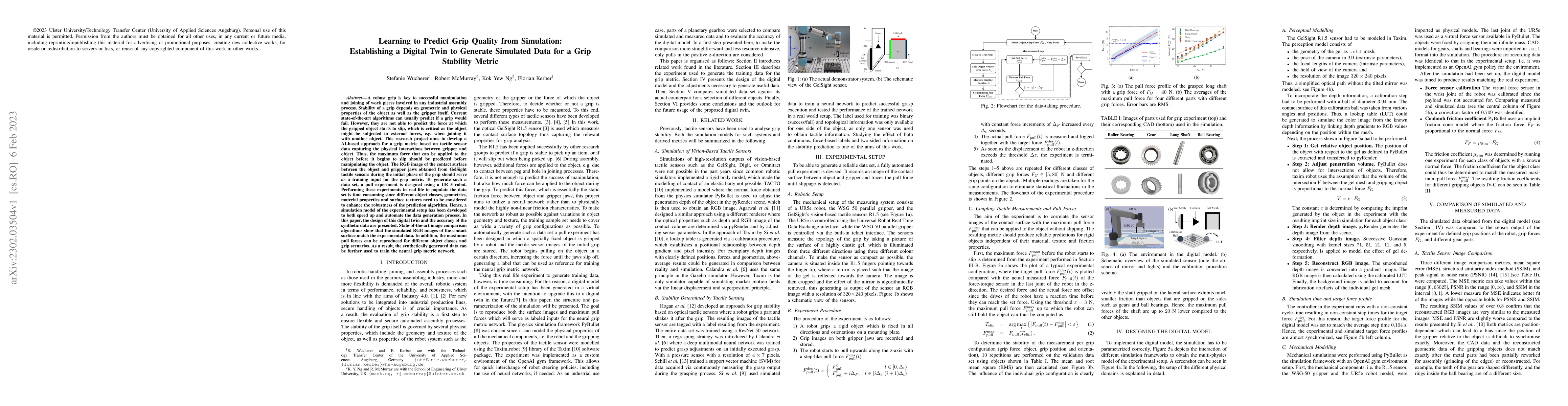 Thumbnail for Learning to Predict Grip Quality from Simulation: Establishing a Digital
  Twin to Generate Simulated Data for a Grip Stability Metric