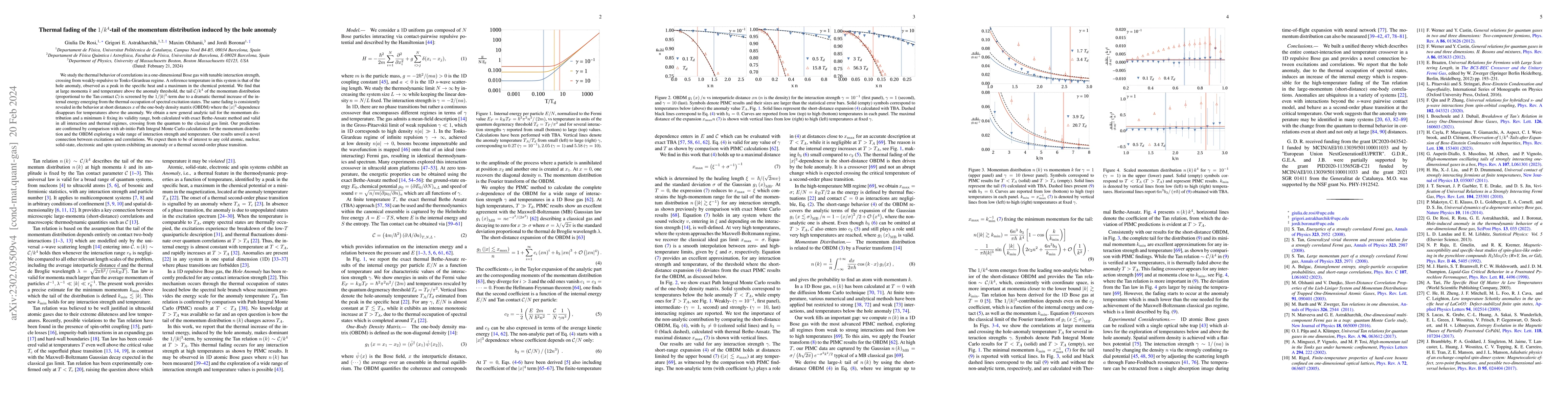 Thumbnail for Thermal fading of the $1/k^4$-tail of the momentum distribution induced
  by the hole anomaly