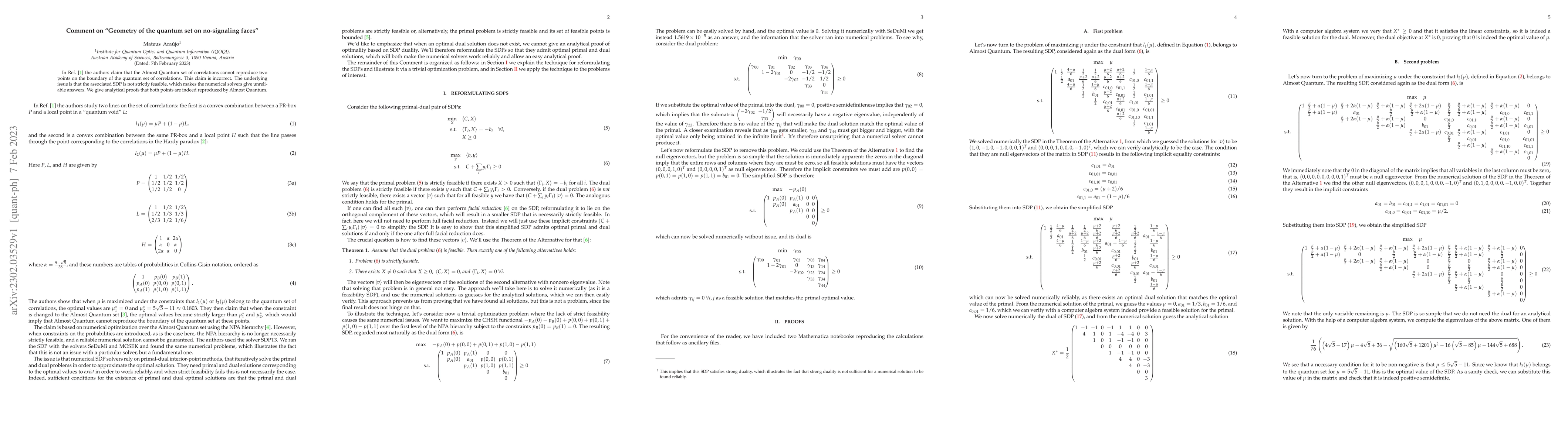 Thumbnail for Comment on "Geometry of the quantum set on no-signaling faces"
