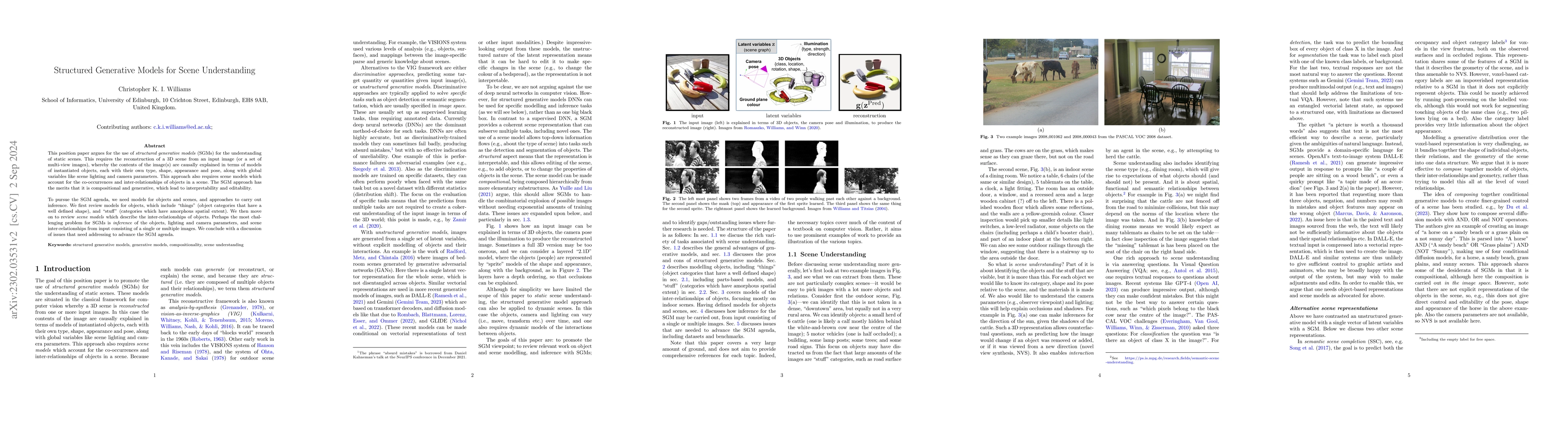 Thumbnail for Structured Generative Models for Scene Understanding