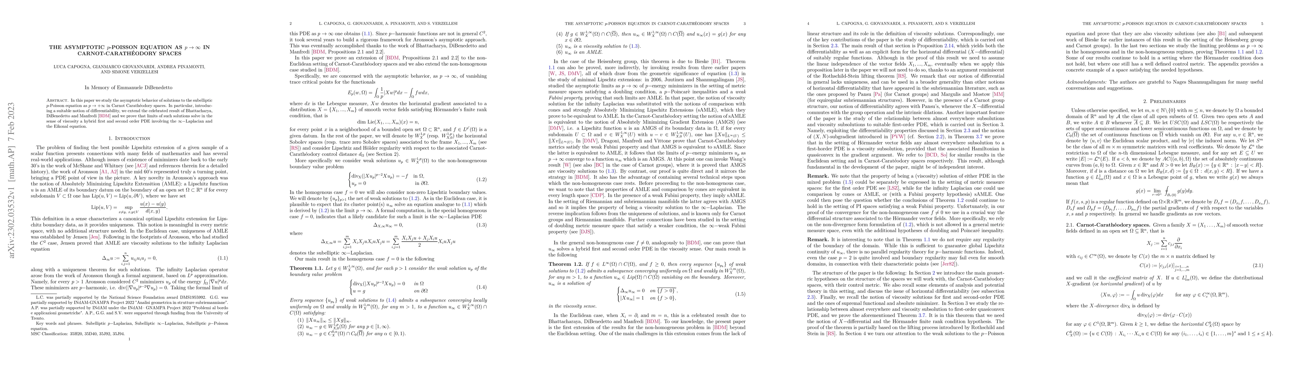 Thumbnail for The asymptotic $p$-Poisson equation as $p \to \infty$ in
  Carnot-Carath\'eodory spaces
