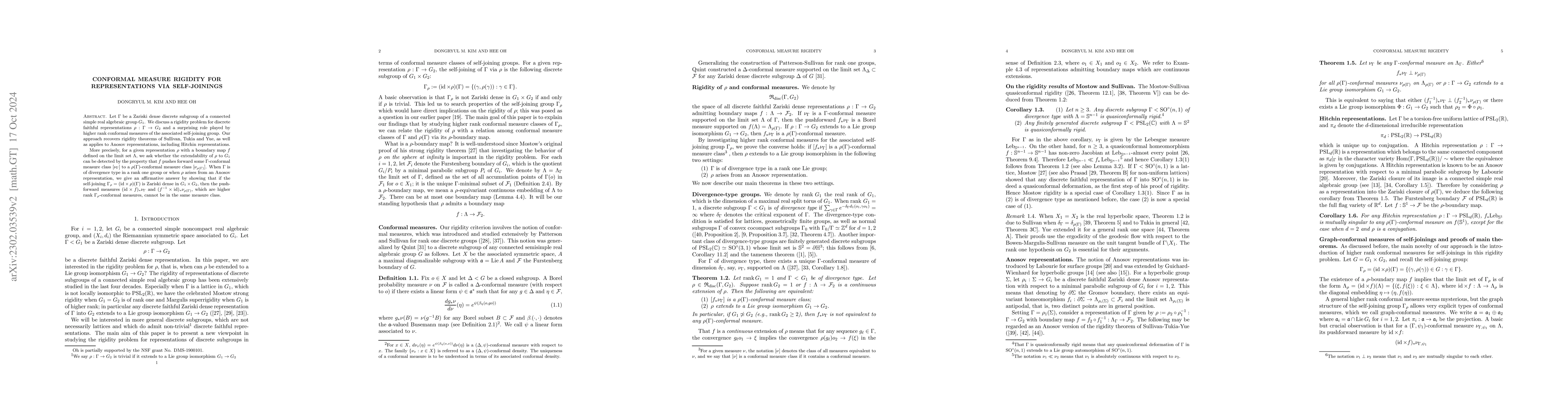 Thumbnail for Conformal measure rigidity for representations via self-joinings