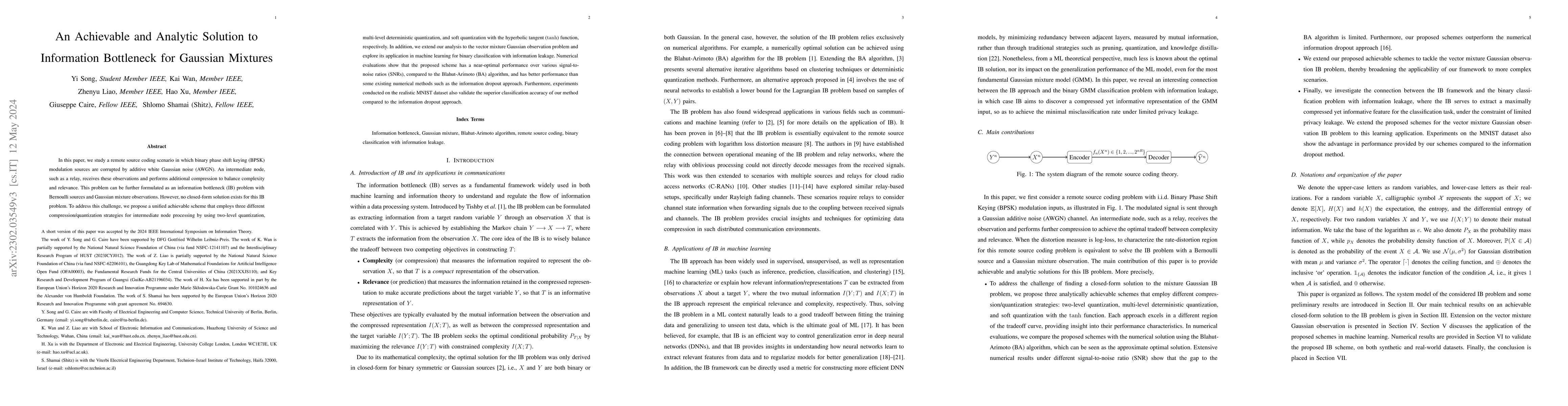 Thumbnail for An Achievable and Analytic Solution to Information Bottleneck for
  Gaussian Mixtures