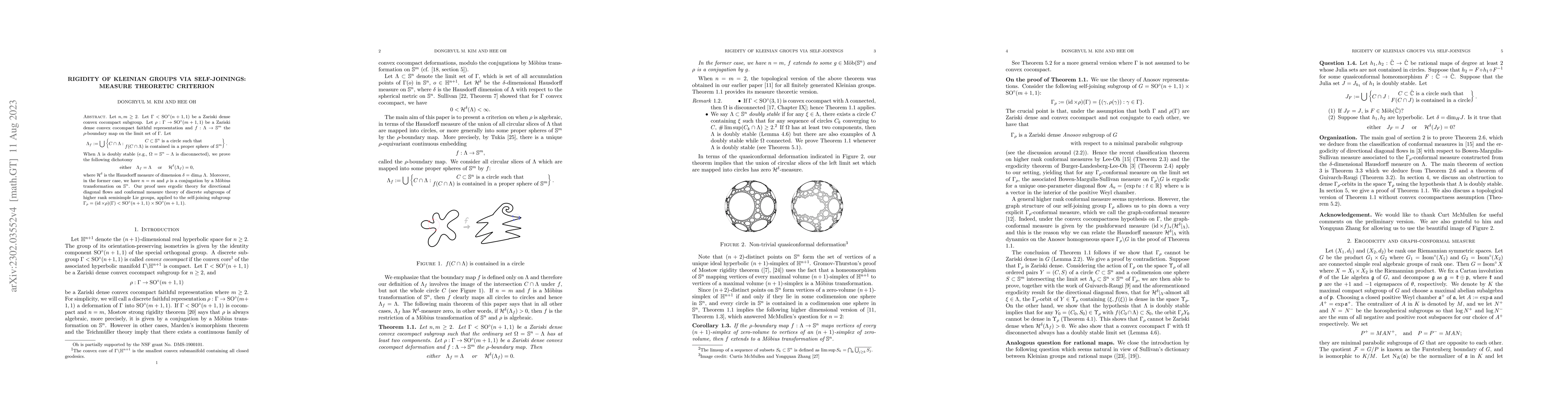 Thumbnail for Rigidity of Kleinian groups via self-joinings: measure theoretic
  criterion