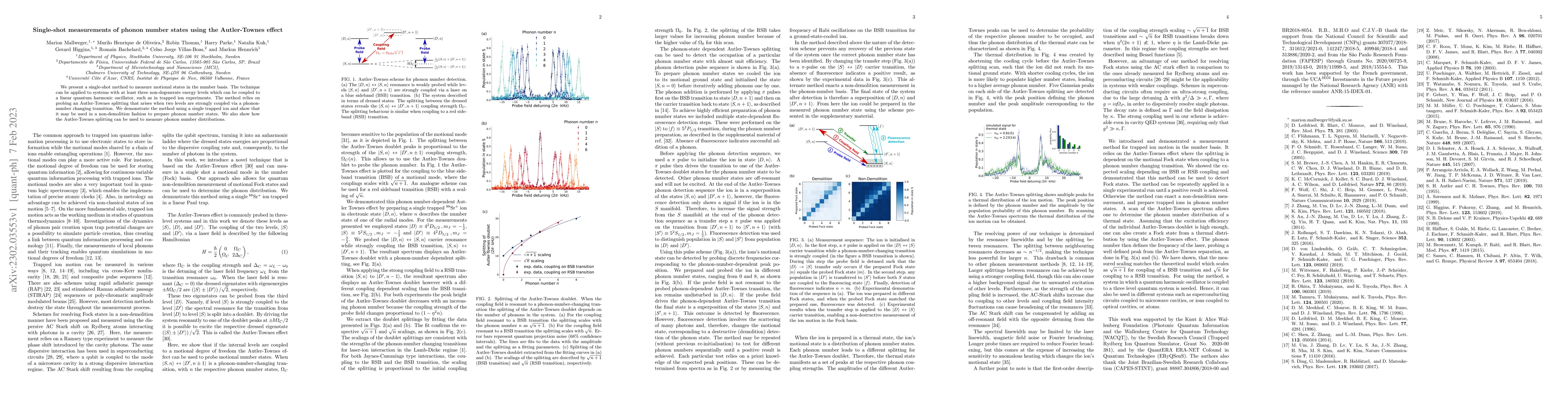 Thumbnail for Single-shot measurements of phonon number states using the Autler-Townes
  effect