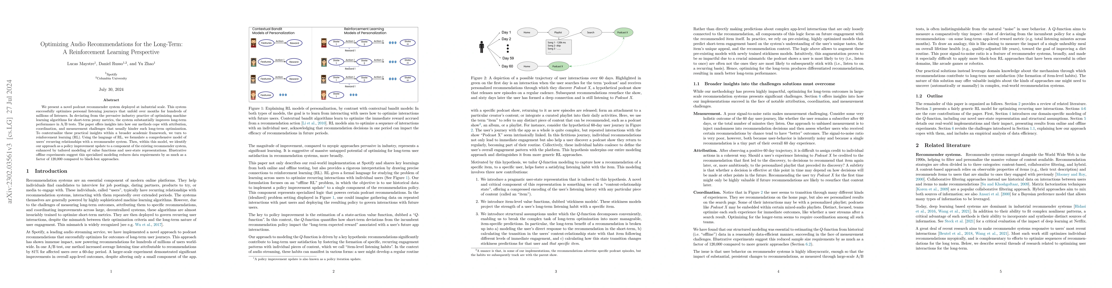 Thumbnail for Optimizing Audio Recommendations for the Long-Term: A Reinforcement
  Learning Perspective