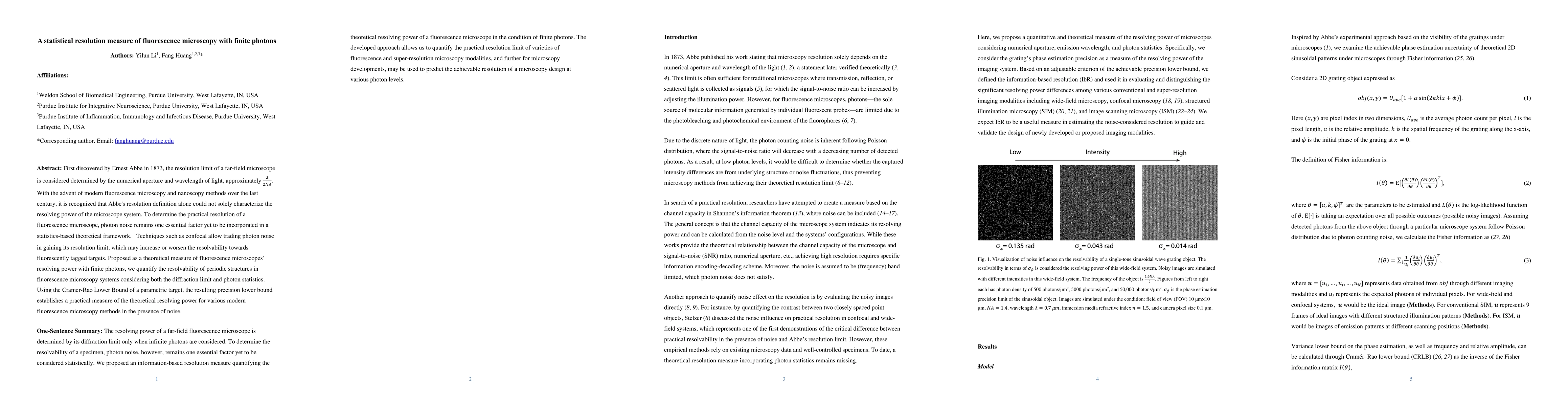 Thumbnail for A statistical resolution measure of fluorescence microscopy with finite
  photons