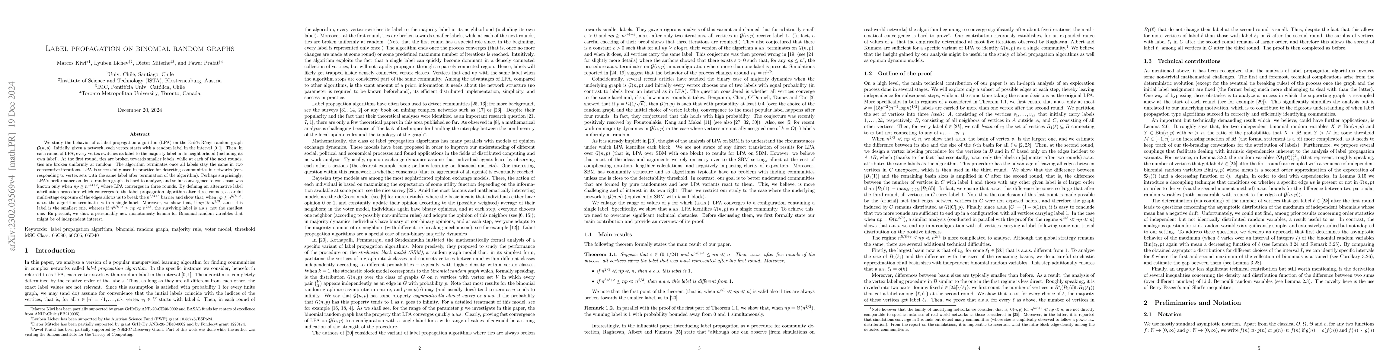 Thumbnail for Label propagation on binomial random graphs