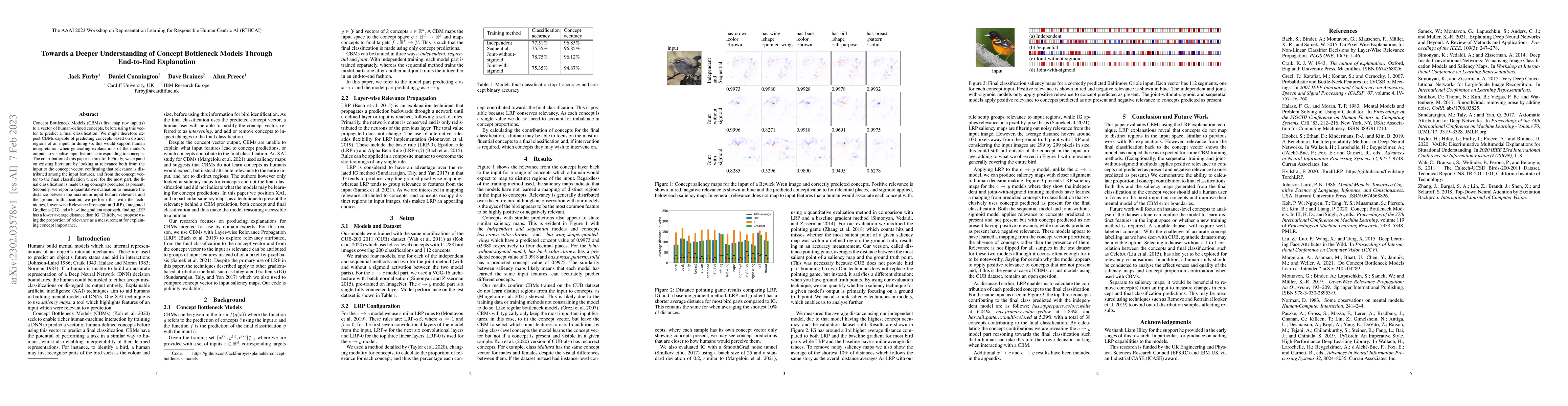 Thumbnail for Towards a Deeper Understanding of Concept Bottleneck Models Through
  End-to-End Explanation