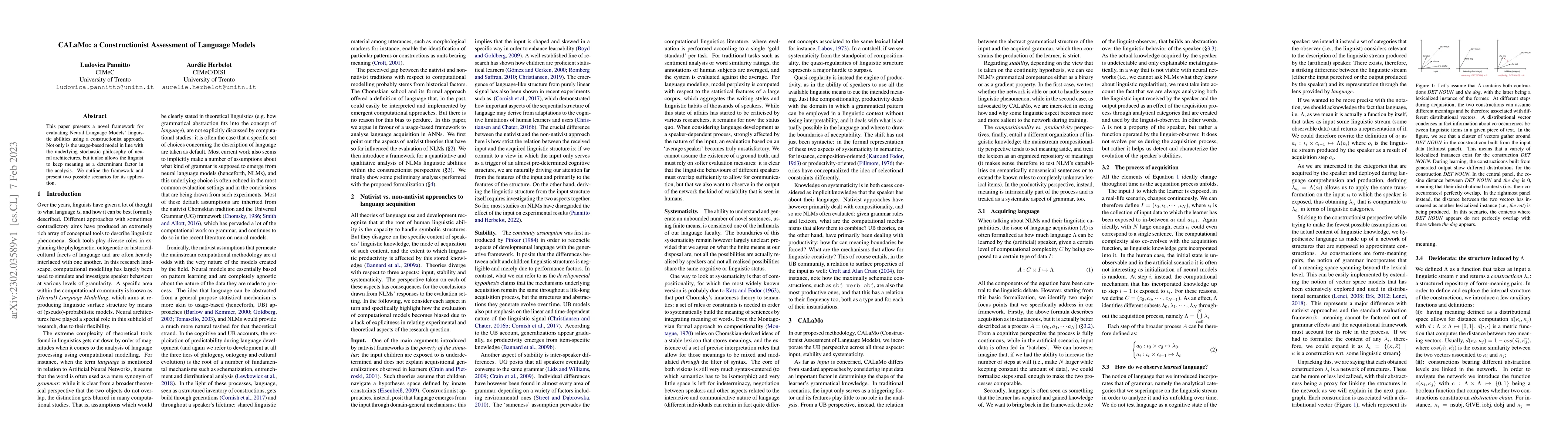 Thumbnail for CALaMo: a Constructionist Assessment of Language Models