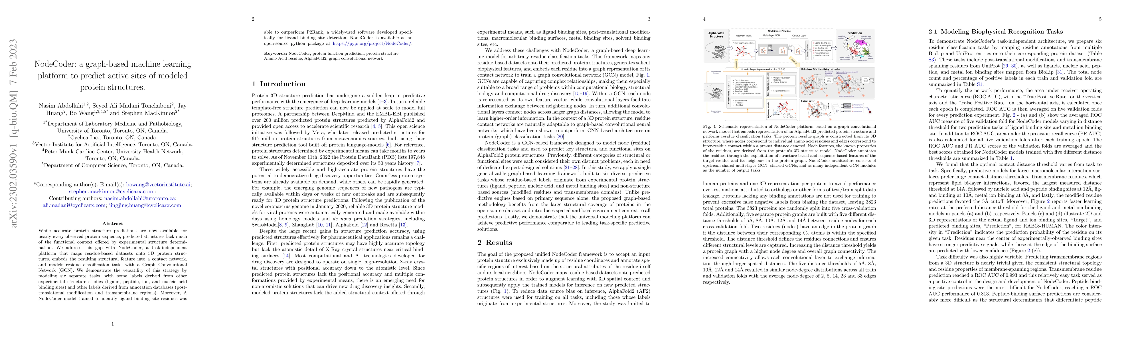 Thumbnail for NodeCoder: a graph-based machine learning platform to predict active
  sites of modeled protein structures