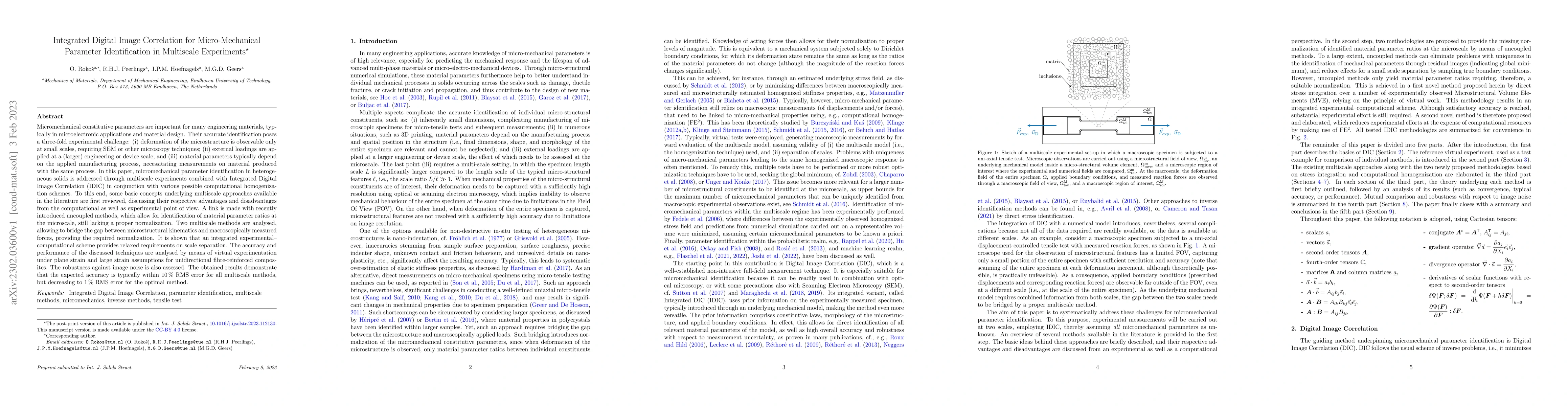 Thumbnail for Integrated Digital Image Correlation for Micro-Mechanical Parameter
  Identification in Multiscale Experiments