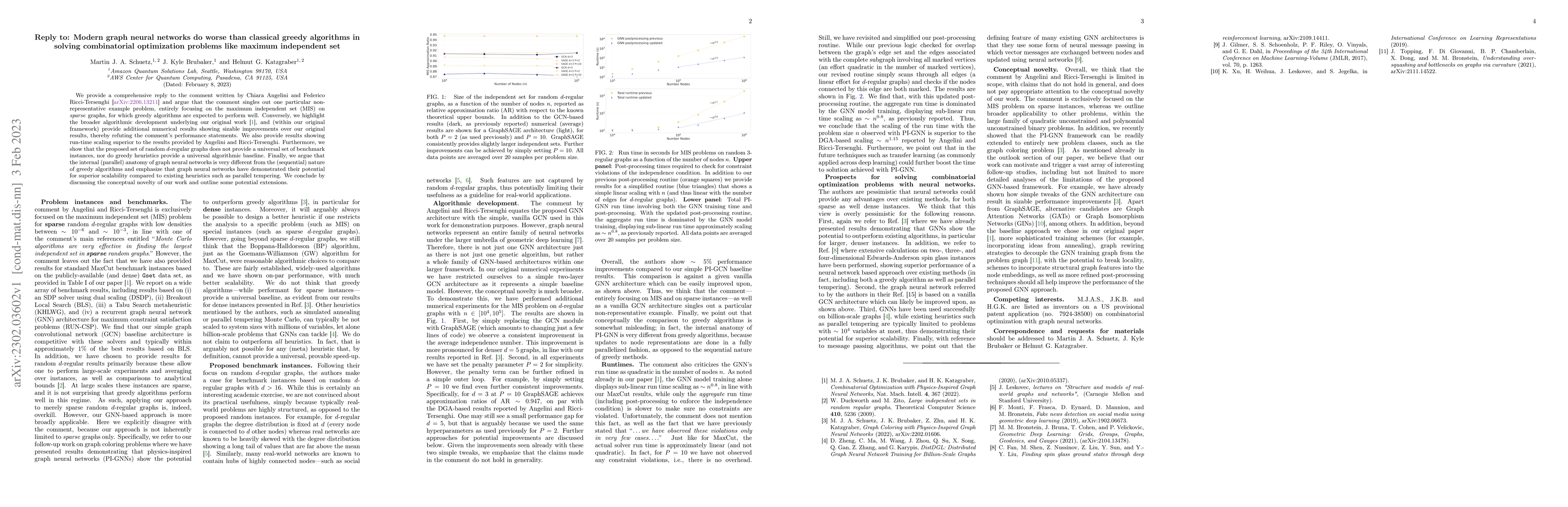 Thumbnail for Reply to: Modern graph neural networks do worse than classical greedy
  algorithms in solving combinatorial optimization problems like maximum
  independent set