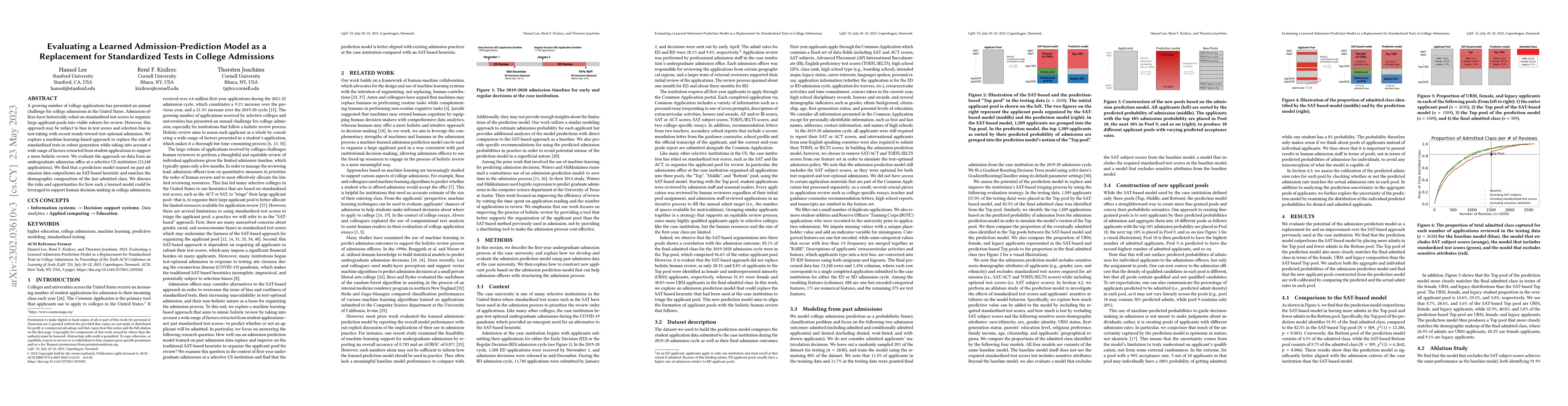 Thumbnail for Evaluating a Learned Admission-Prediction Model as a Replacement for
  Standardized Tests in College Admissions