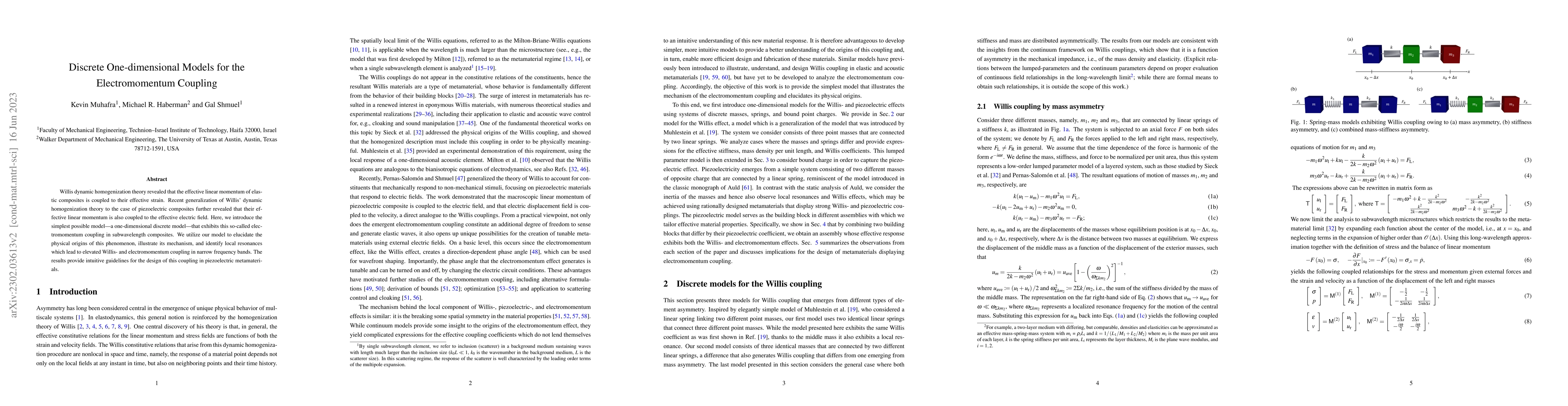Thumbnail for Discrete One-dimensional Models for the Electromomentum Coupling