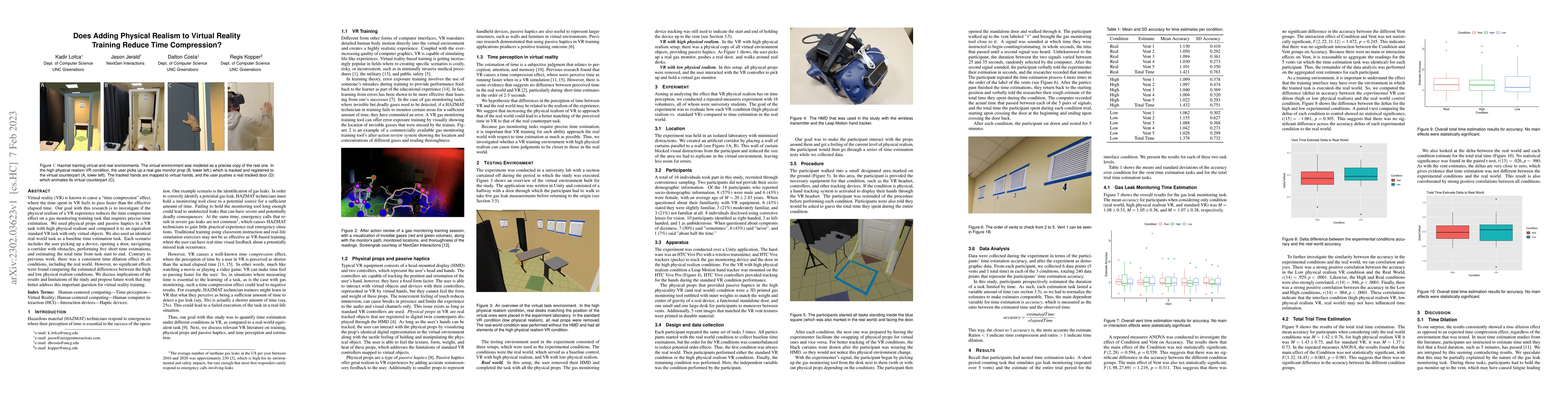 Thumbnail for Does Adding Physical Realism to Virtual Reality Training Reduce Time
  Compression?