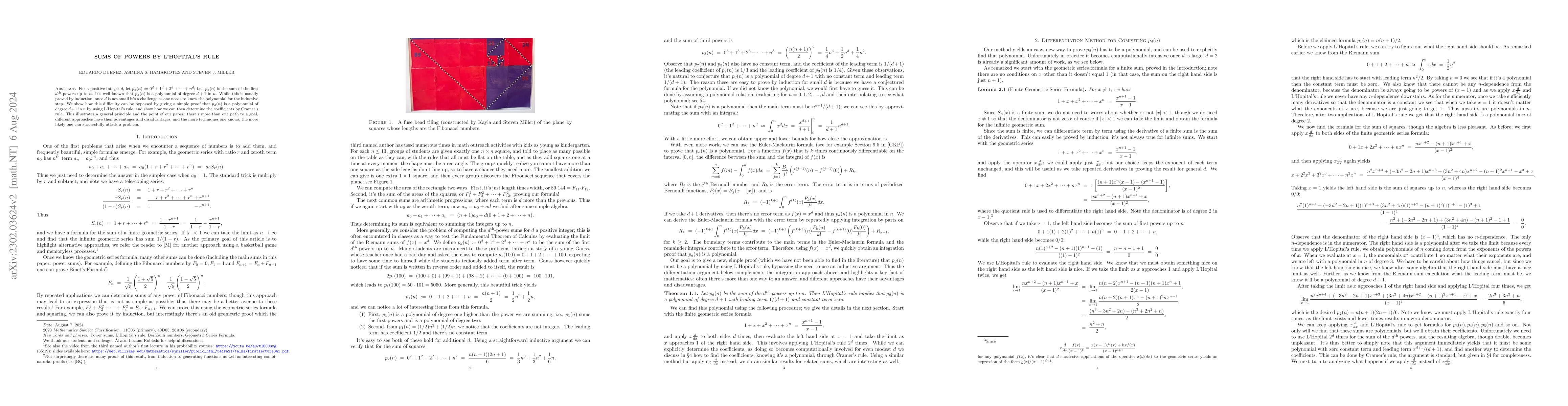 Thumbnail for Sums of Powers by L'Hopital's Rule