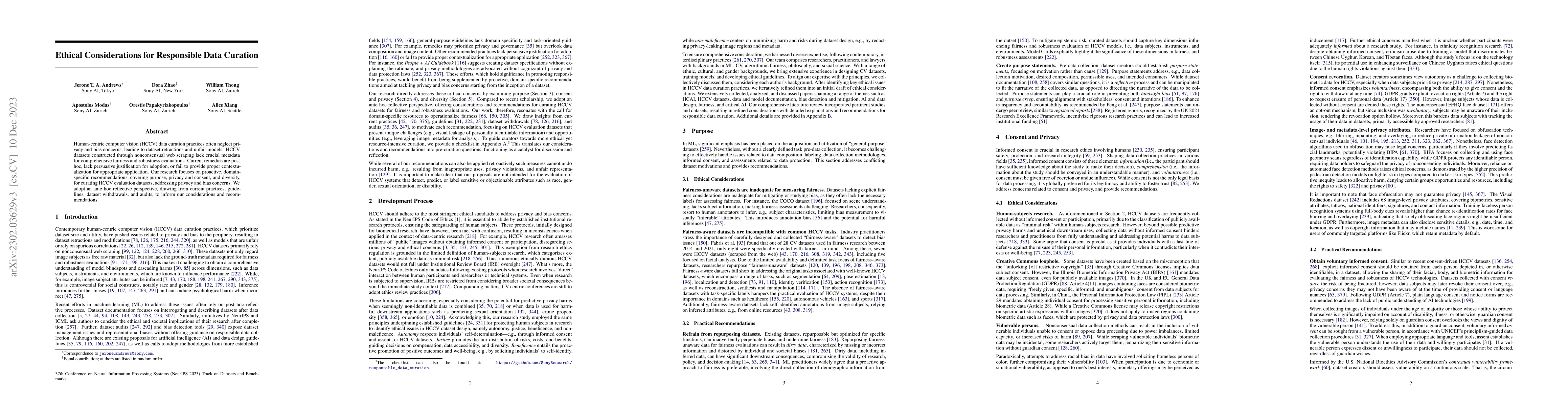 Thumbnail for Ethical Considerations for Responsible Data Curation