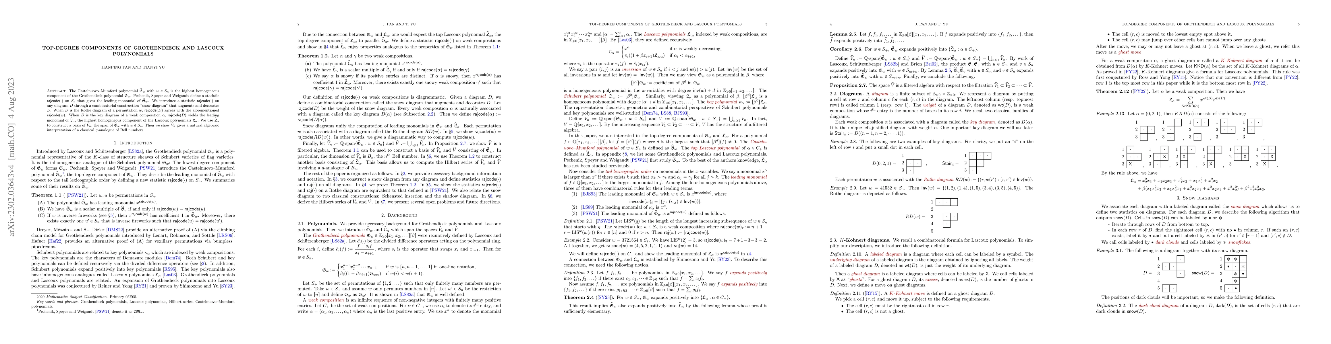 Thumbnail for Top-degree components of Grothendieck and Lascoux polynomials