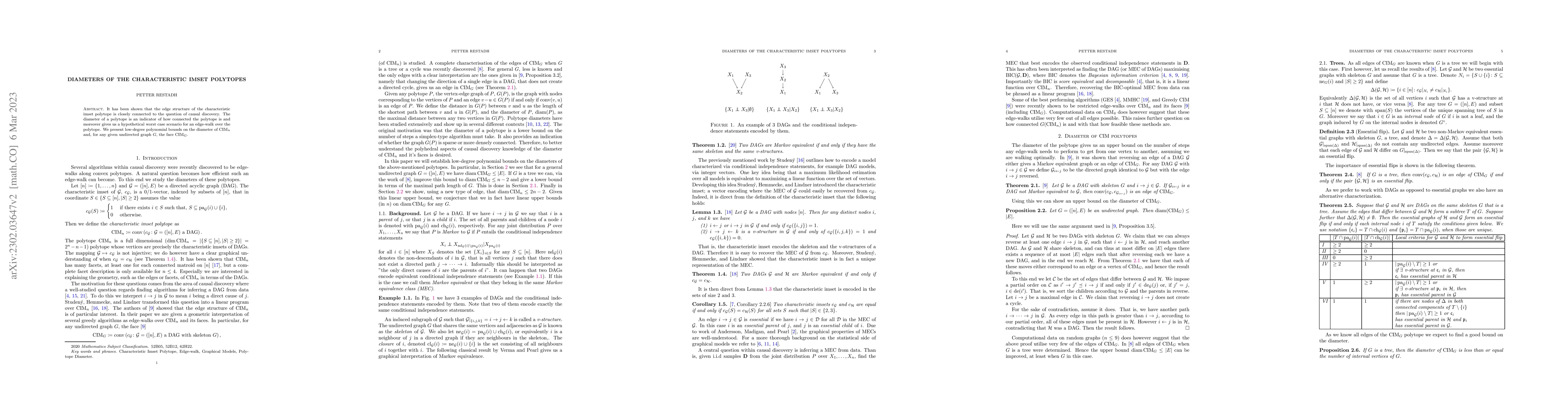 Thumbnail for Diameters of the Characteristic Imset Polytopes