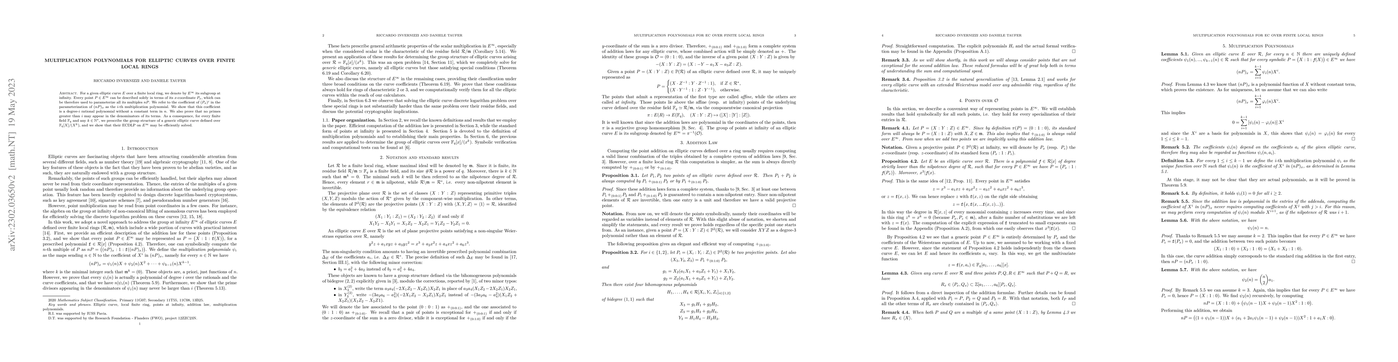 Thumbnail for Multiplication polynomials for elliptic curves over finite local rings