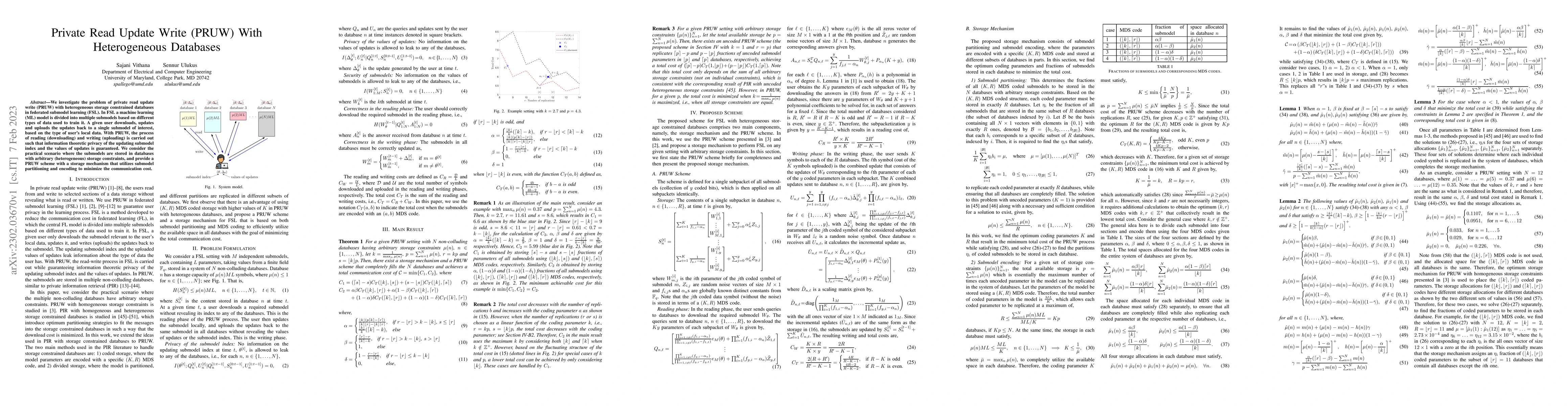 Thumbnail for Private Read Update Write (PRUW) With Heterogeneous Databases