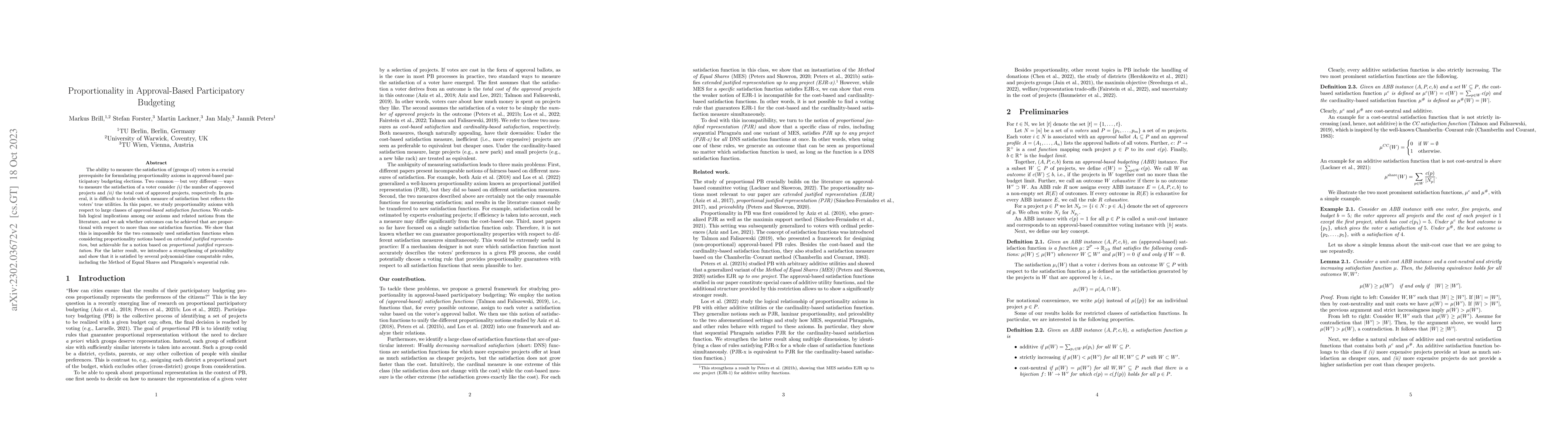 Thumbnail for Proportionality in Approval-Based Participatory Budgeting