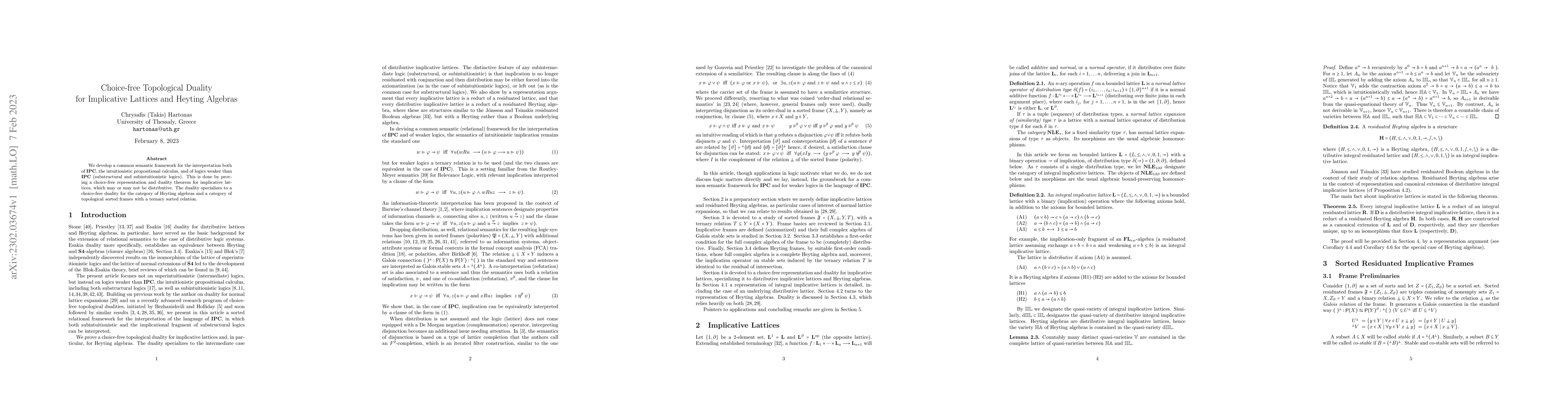 Thumbnail for Choice-free Topological Duality for Implicative Lattices and Heyting
  Algebras