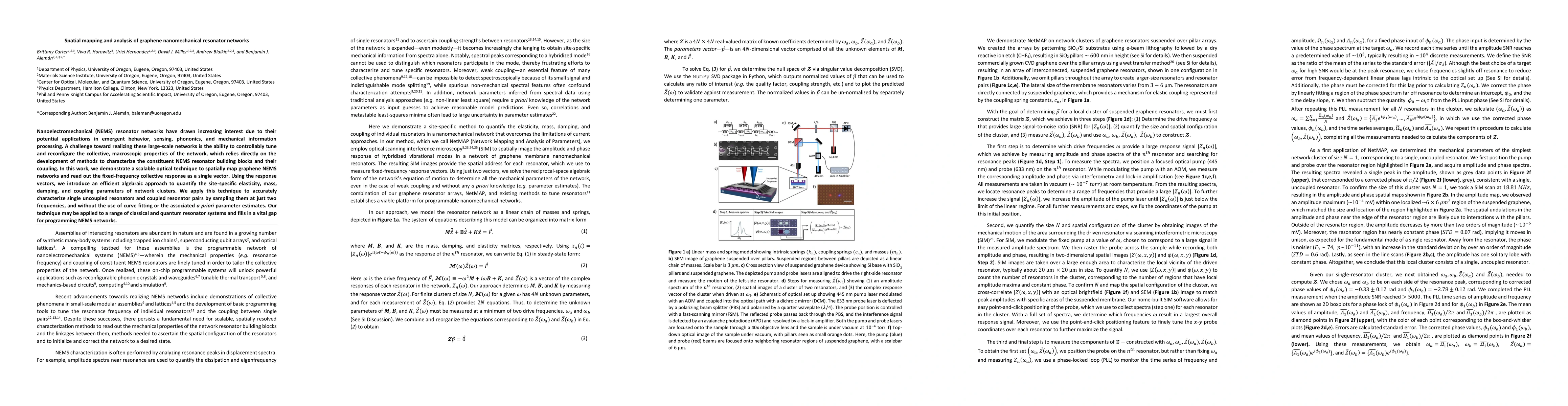 Thumbnail for Spatial mapping and analysis of graphene nanomechanical resonator
  networks