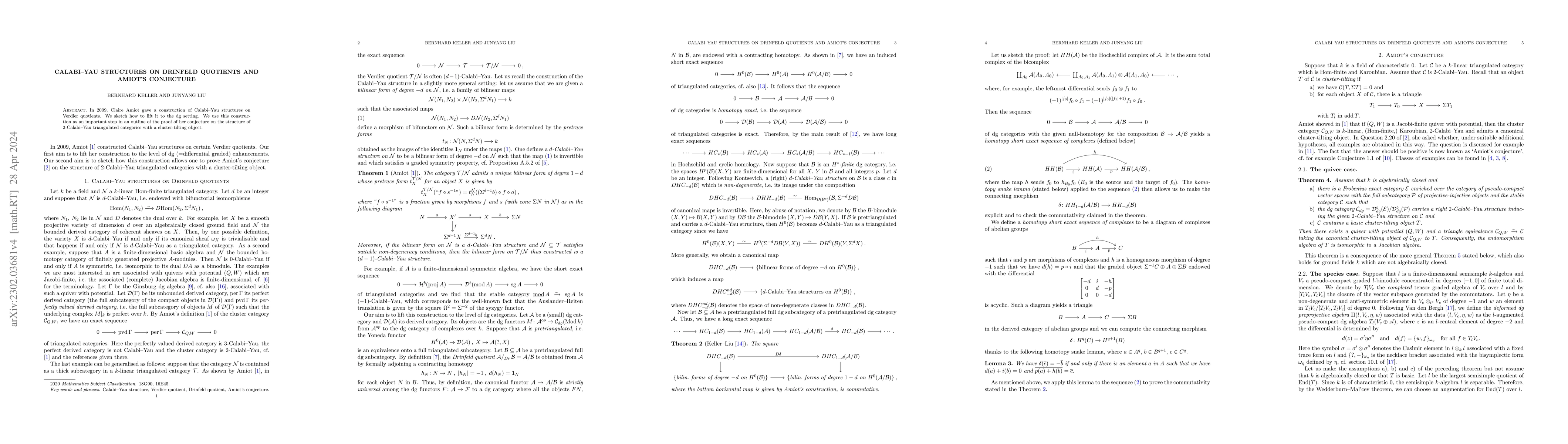 Thumbnail for Calabi-Yau structures on Drinfeld quotients and Amiot's conjecture