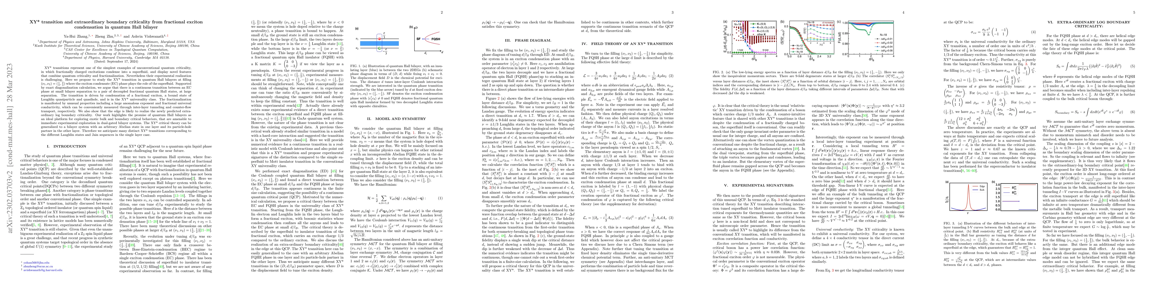 Thumbnail for XY* transition and extraordinary boundary criticality from fractional
  exciton condensation in quantum Hall bilayer
