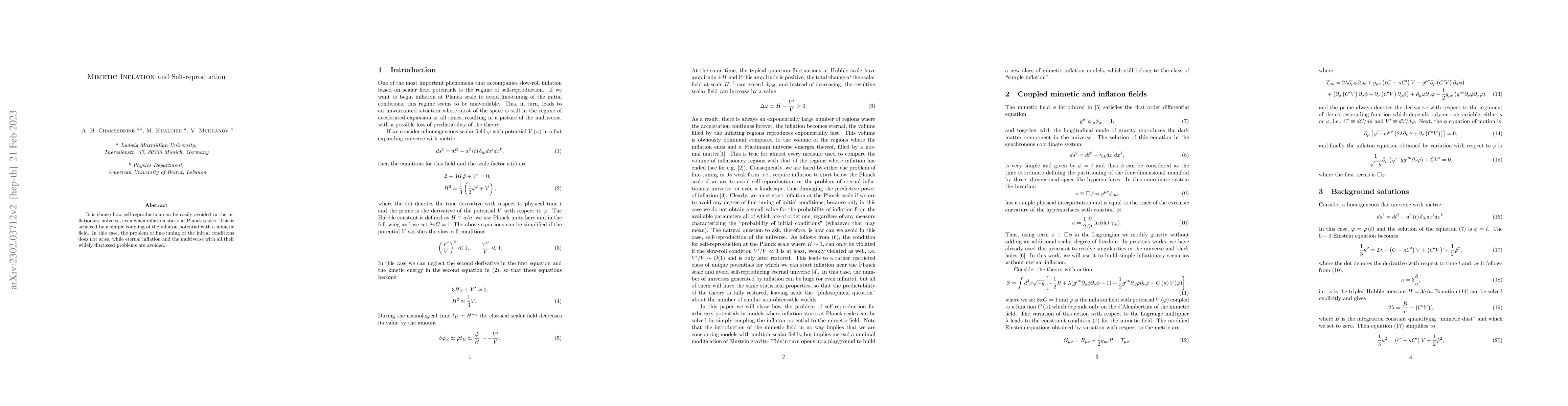 Thumbnail for Mimetic Inflation and Self-reproduction